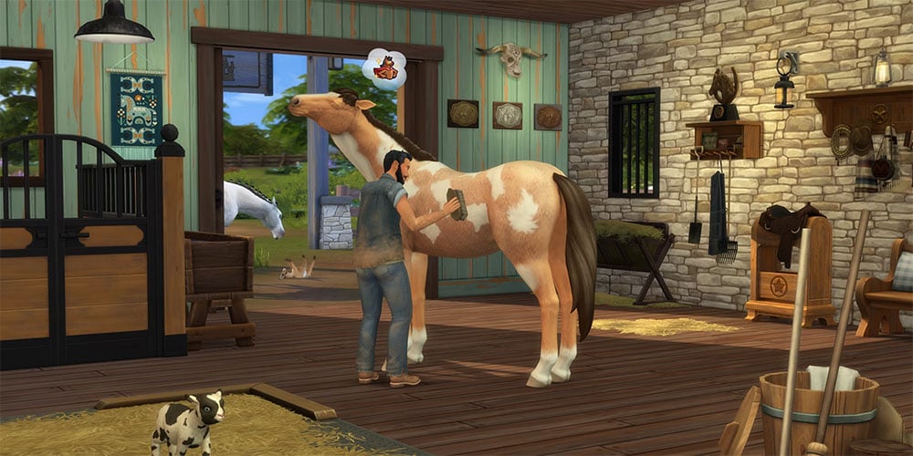 Guía de la expansión de rancho de caballos de Los Sims 4 Cuidado de un caballo en el Rancho de Caballos de Los Sims 4